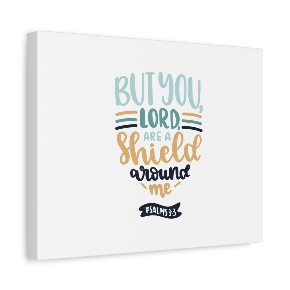Scripture Canvas Shield Around Me Psalm 3:3 Christian Wall Art Bible Verse
